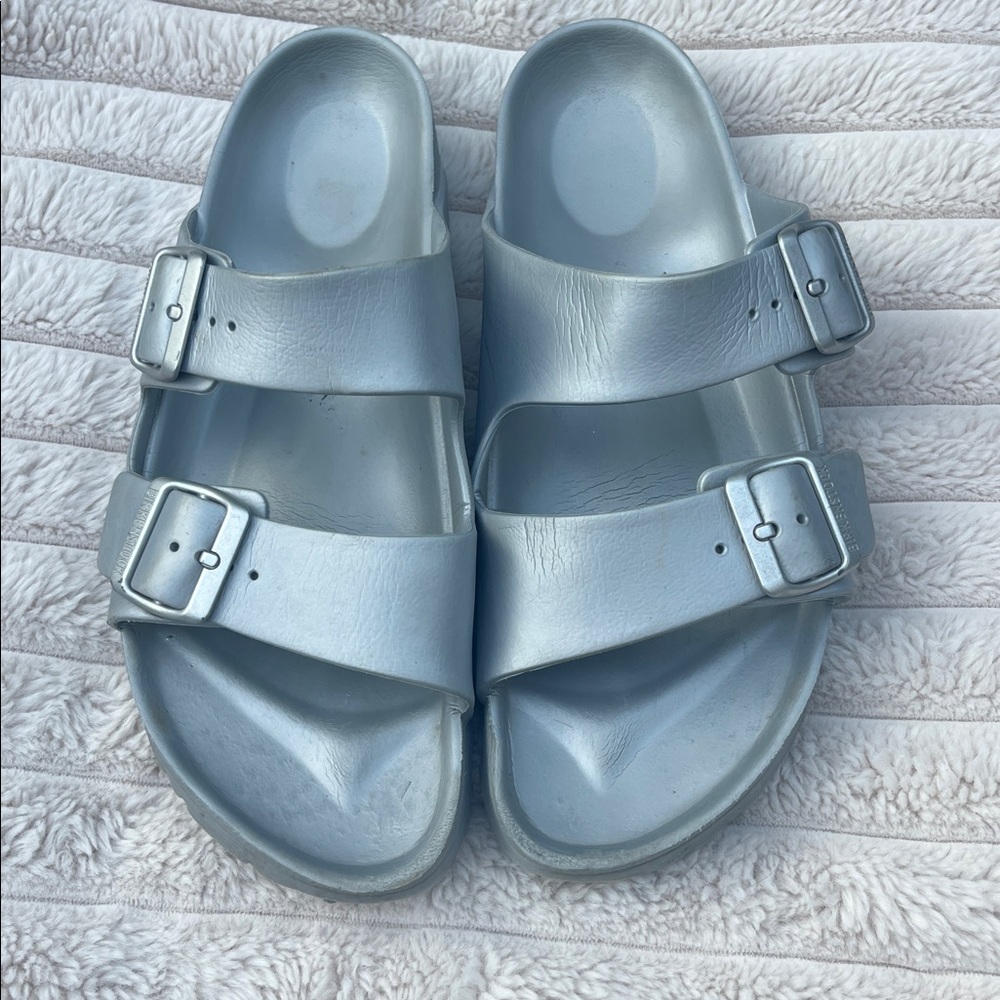 Birkenstock Arizona EVA Metallic Silver Sandals Women's Size 41